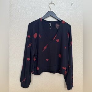 Z Supply Blue and Red Relaxed Boxy Blouse